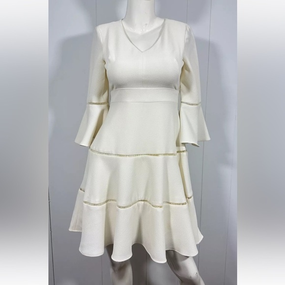 NWT ELIZA J Women’s Ivory Bell Sleeve Fit & Flare Dress Size 2 - Picture 1 of 13